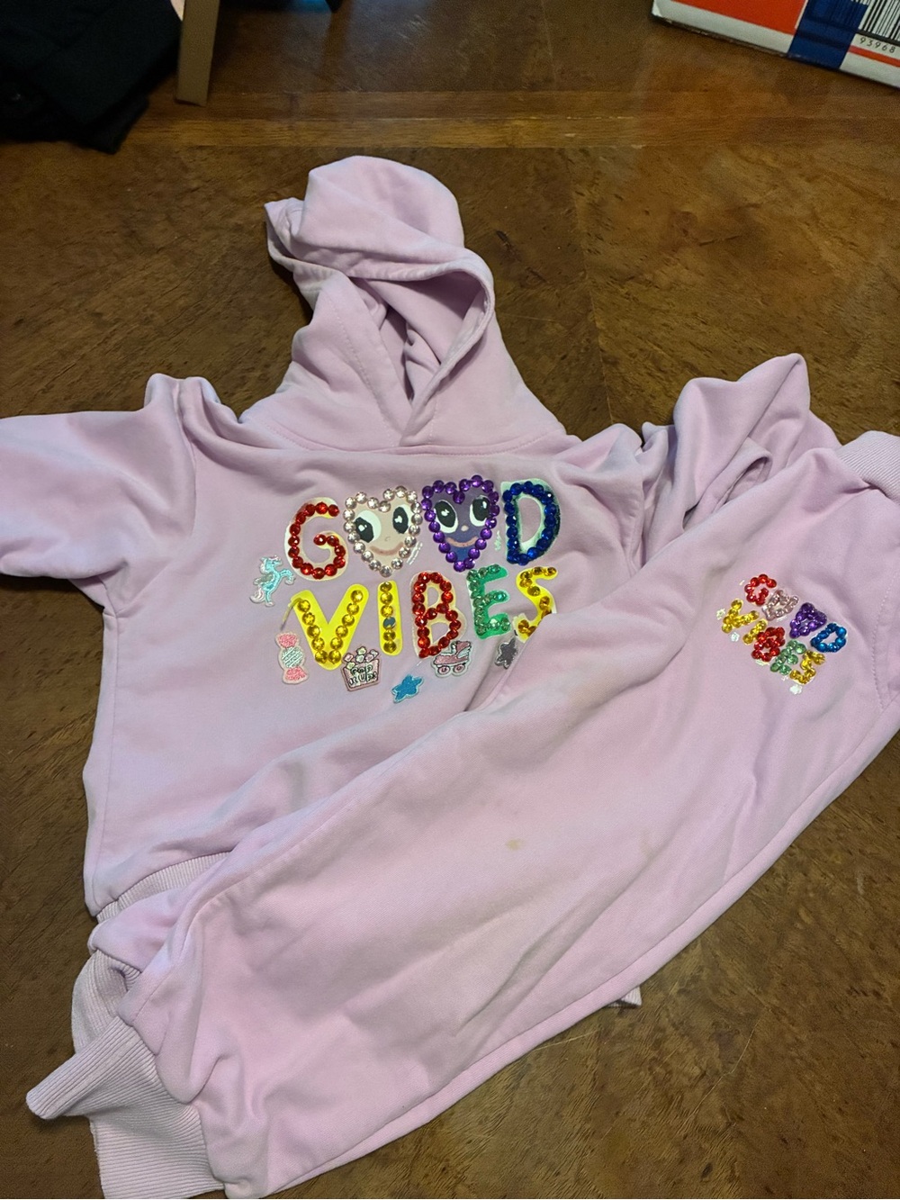 Lola + The Boys Lavender 'Good Vibes' Sequin Hoodie & Sweatpants Set
